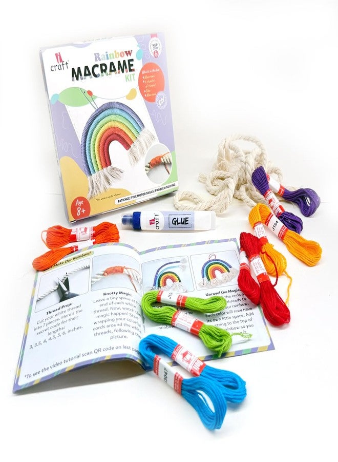 iCraft DIY Rainbow Macrame Kit for Kids & Adults - Craft & Decor, Includes Colored Cords, Glue, & Manual - Patience, Fine Motor Skills & Problem Solving - Age 8+ - Image 1